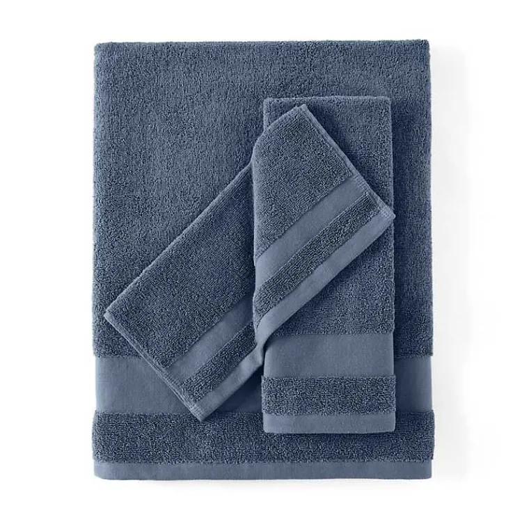Bath Towels-Kirklands Home Navy 6-pc. Essential Cotton Bath Towels Blue