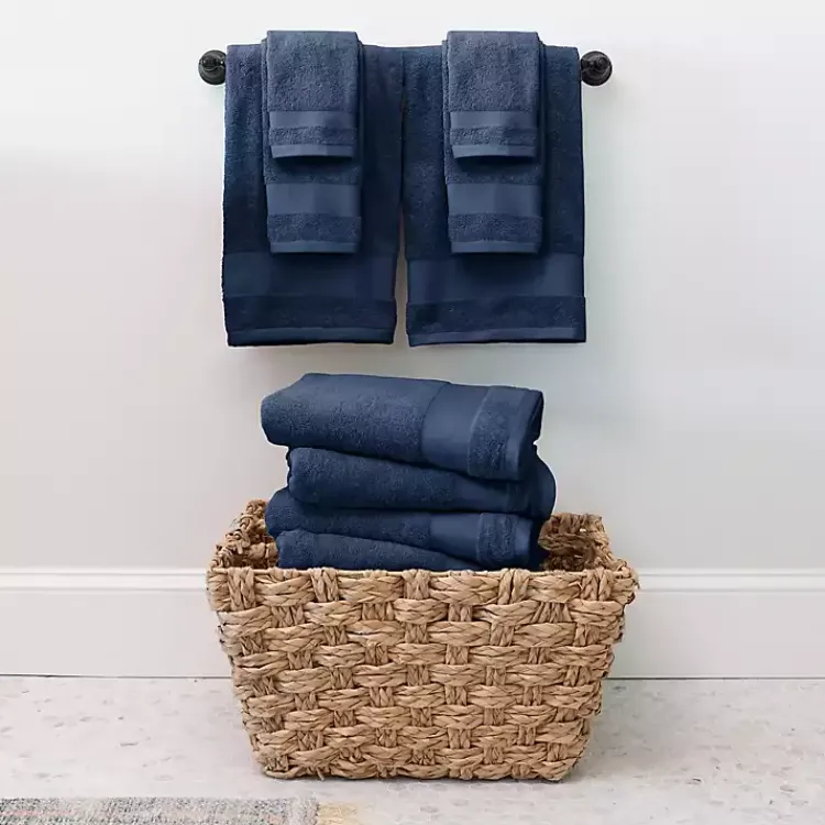 Bath Towels-Kirklands Home Navy 6-pc. Essential Cotton Bath Towels Blue