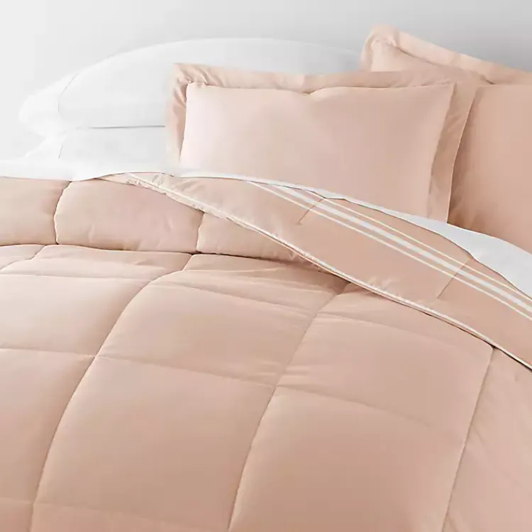 Comforters-Kirklands Home Rose Striped Reversible 3-pc. Queen Comforter Set Pink