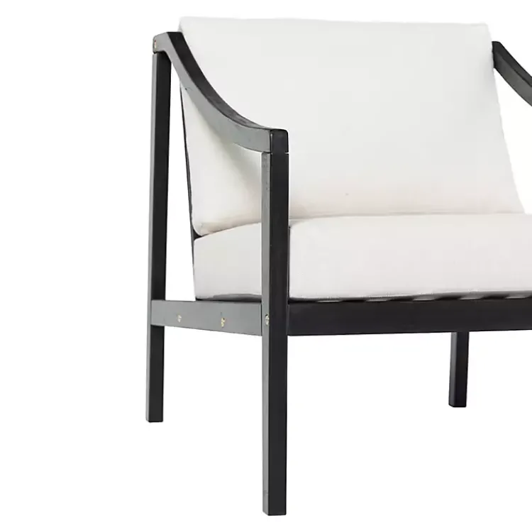 Outdoor Seating-Kirklands Home Black Acacia Wood Outdoor Club Chair