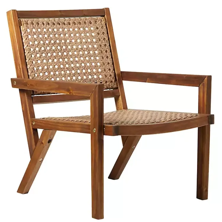Outdoor Seating-Kirklands Home Dark Brown Wood and Rattan Outdoor Chair