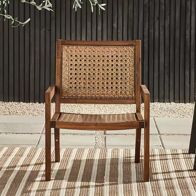 Outdoor Seating-Kirklands Home Dark Brown Wood and Rattan Outdoor Chair