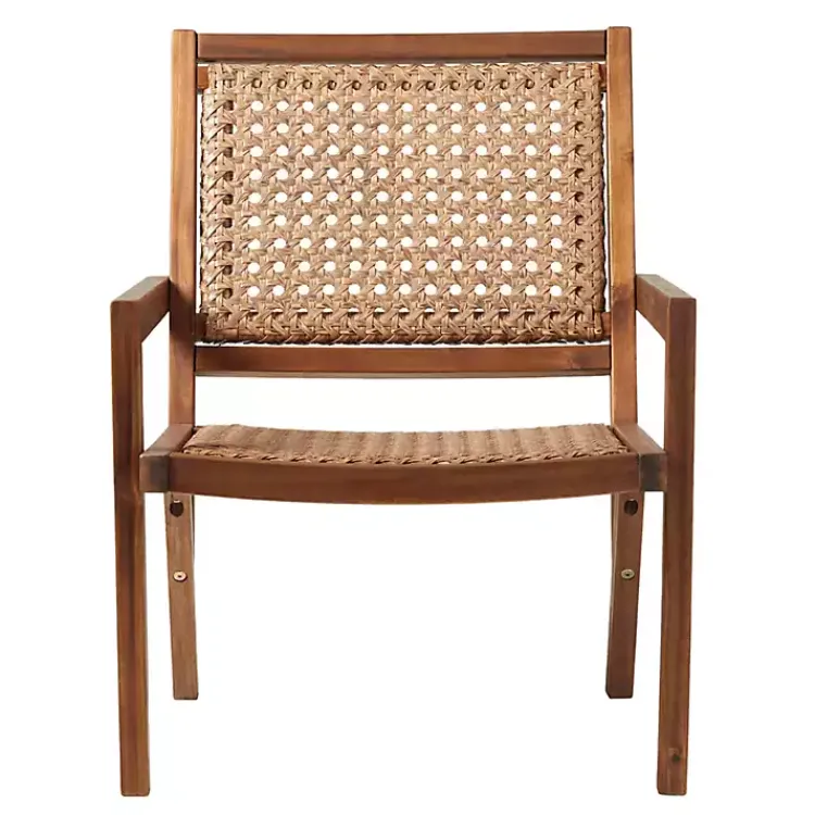 Outdoor Seating-Kirklands Home Dark Brown Wood and Rattan Outdoor Chair
