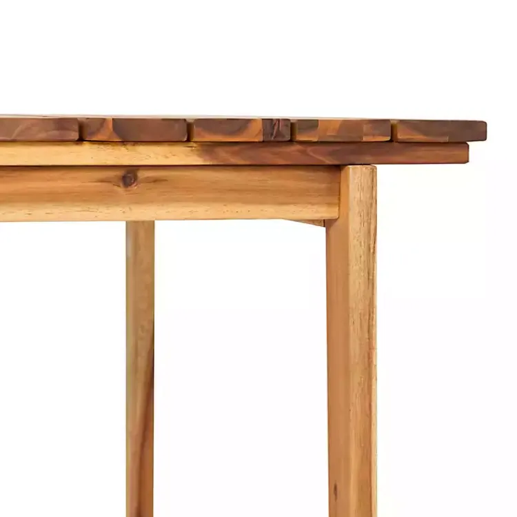 Outdoor Dining-Kirklands Home Natural Wood Slatted Box Leg Outdoor Dining Table Tan