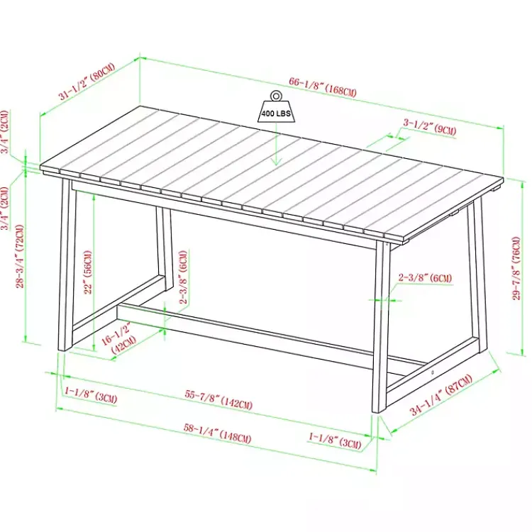 Outdoor Dining-Kirklands Home Natural Wood Slatted Box Leg Outdoor Dining Table Tan