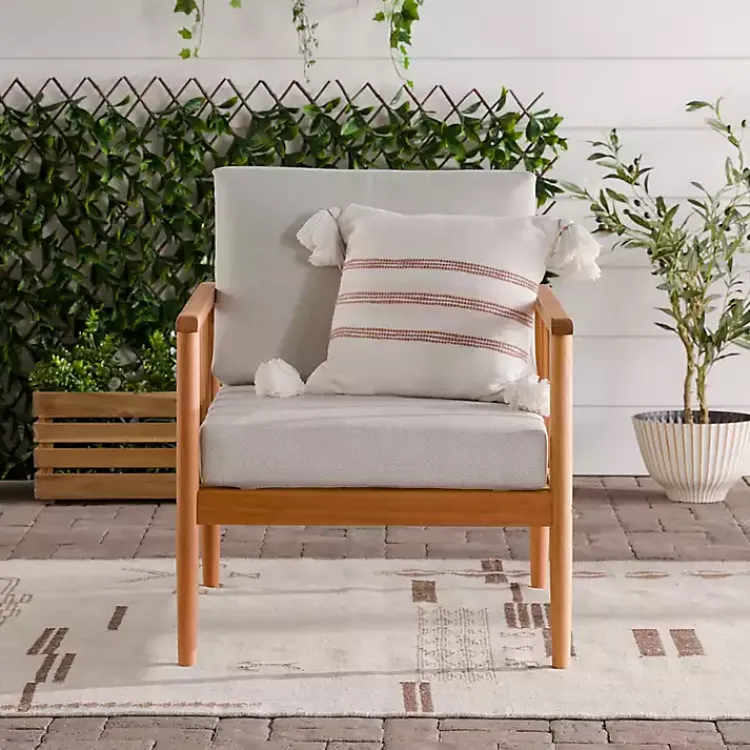 Outdoor Seating-Kirklands Home Natural Eucalyptus Wood Outdoor Accent Chair