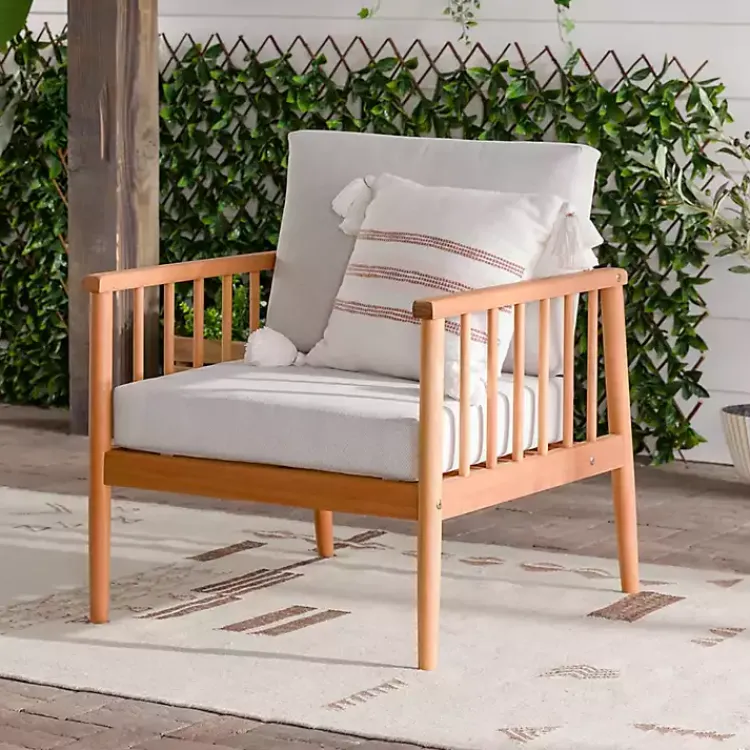 Outdoor Seating-Kirklands Home Natural Eucalyptus Wood Outdoor Accent Chair