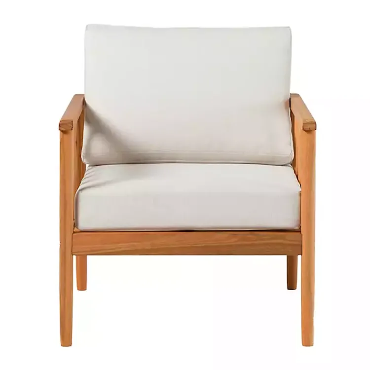 Outdoor Seating-Kirklands Home Natural Eucalyptus Wood Outdoor Accent Chair