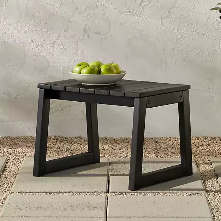 Outdoor Tables-Kirklands Home Wood Slatted Box Leg Outdoor Side Table Black