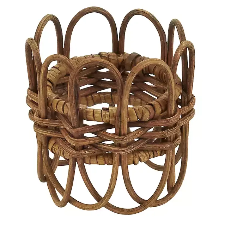 Table Linens-Kirklands Home Twisted Rattan Napkin Rings, Set of 4 Brown