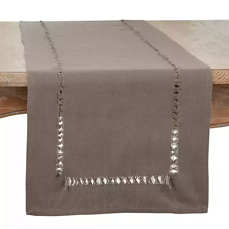 Table Linens-Kirklands Home Hemstitch Table Runner Brown