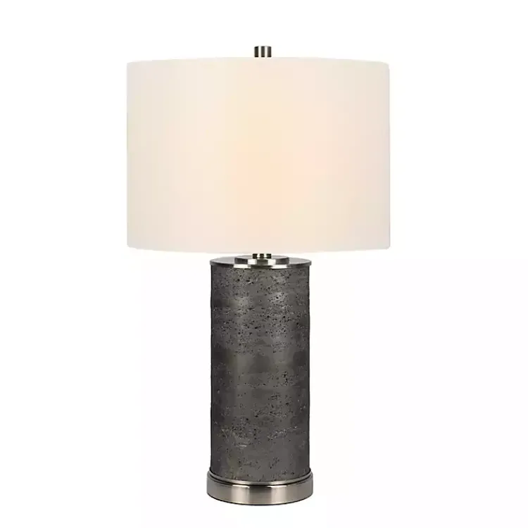 Table Lamps-Kirklands Home Stone and Steel Cylinder Table Lamp Gray