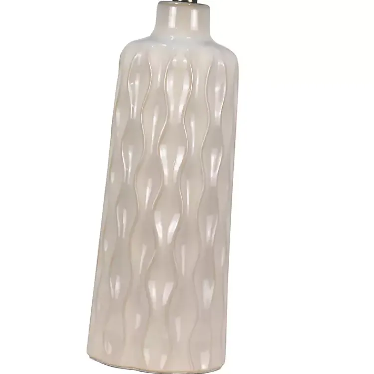 Table Lamps-Kirklands Home White Honeycomb Wave Table Lamps, Set of 2 Tan