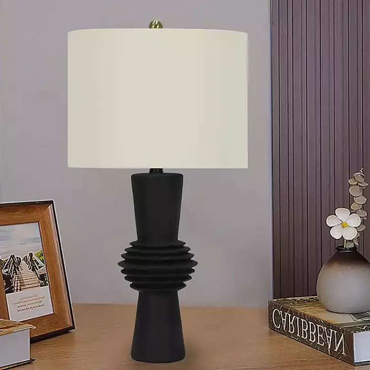 Table Lamps-Kirklands Home Black Abstract Column Table Lamp White