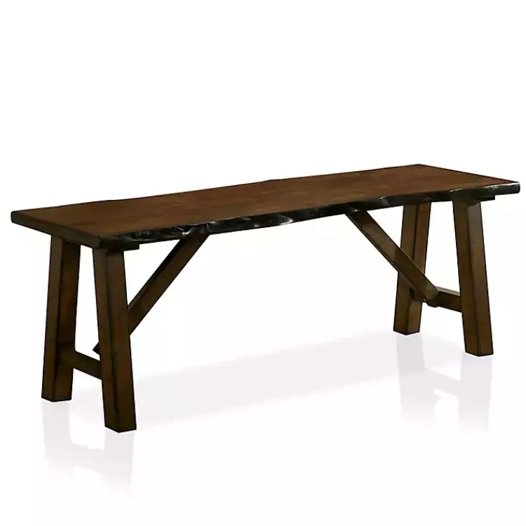 Benches & Ottomans-Kirklands Home Dark Wood Live Edge Bench Brown