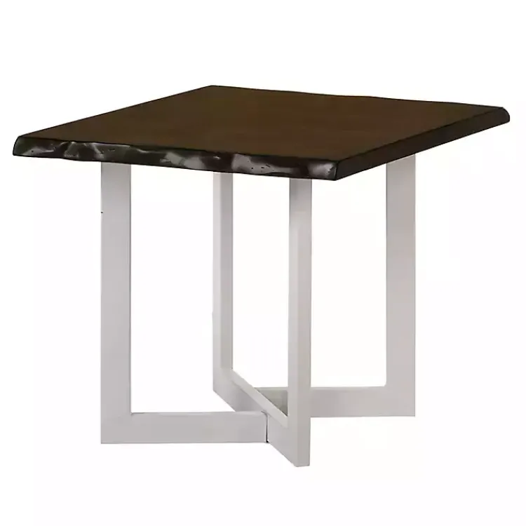 Accent & End Tables-Kirklands Home White and Dark Oak Wood Live Edge Accent Table Brown