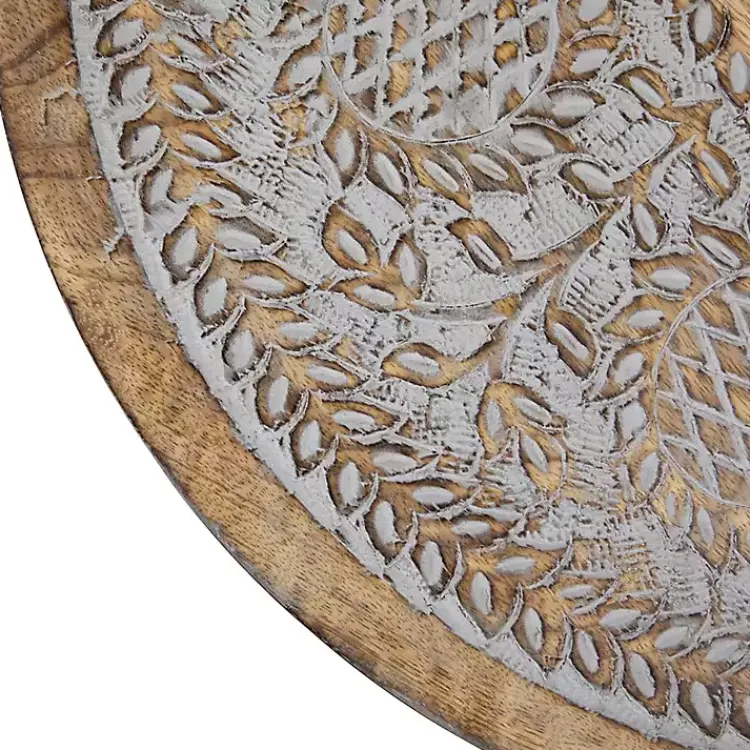 Accent & End Tables-Kirklands Home Round Antique Engraved Accent Table Gray