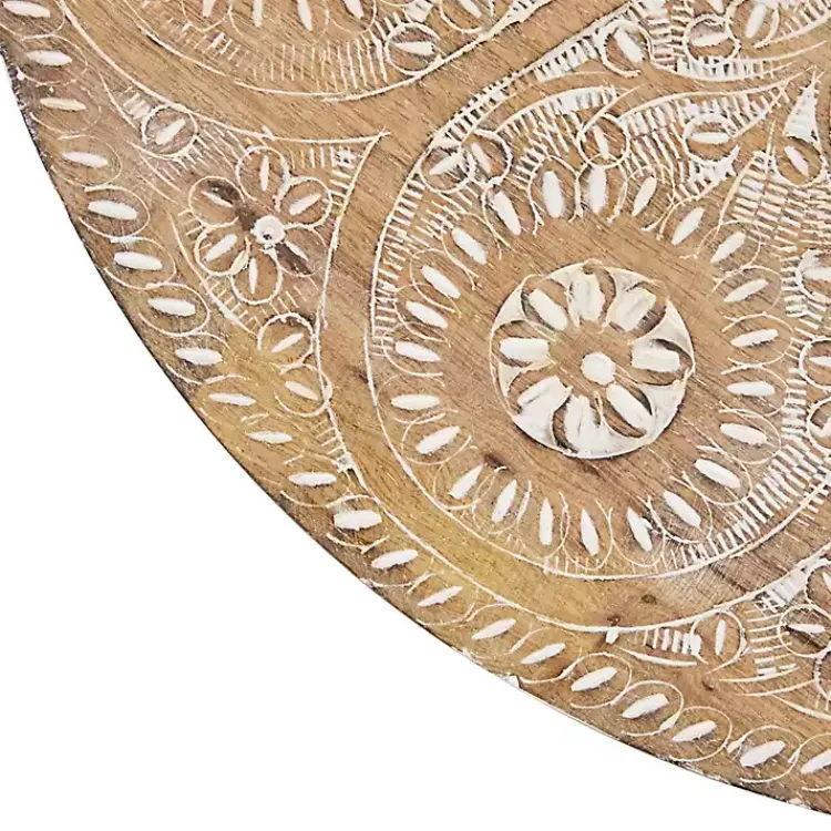 Accent & End Tables-Kirklands Home Round Brushed White Engraved Accent Table