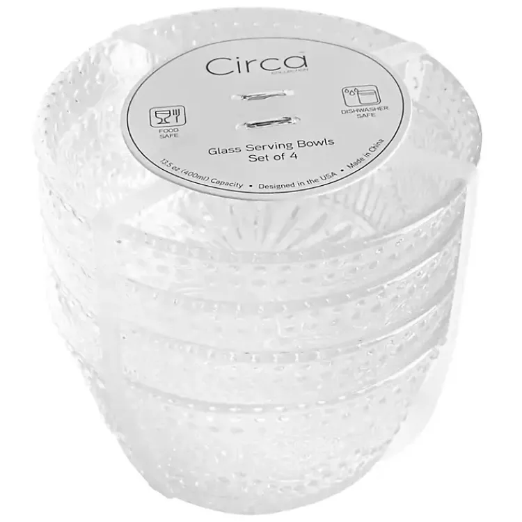 Dinnerware-Kirklands Home Circa Hobnail Bowls, Set of 4 Clear