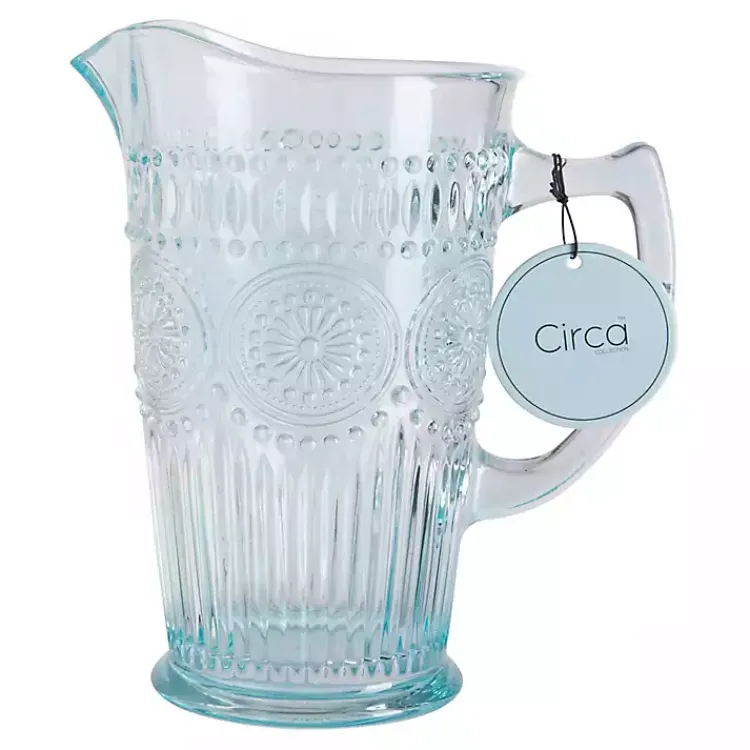 Serving & Entertaining-Kirklands Home Light Glass Circa Pitcher Blue