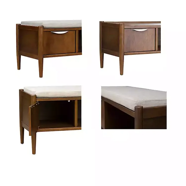 Benches & Ottomans-Kirklands Home Wood Arcadia Storage Bench with Cushion White