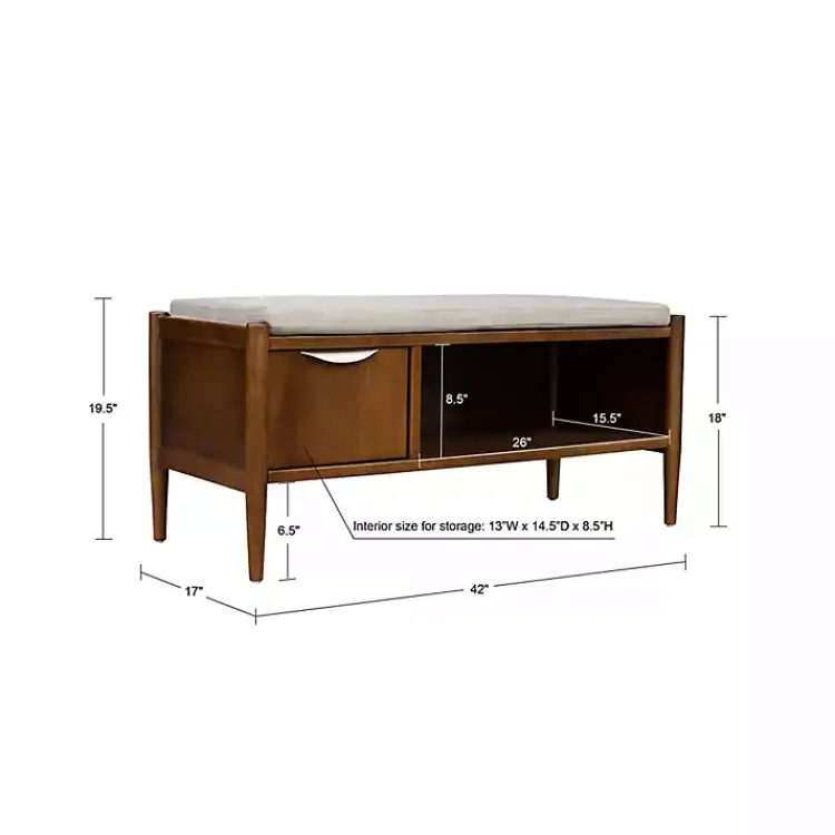 Benches & Ottomans-Kirklands Home Wood Arcadia Storage Bench with Cushion White