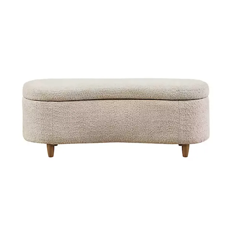 Benches & Ottomans-Kirklands Home Cream Boucle Flip-Top Storage Bench White