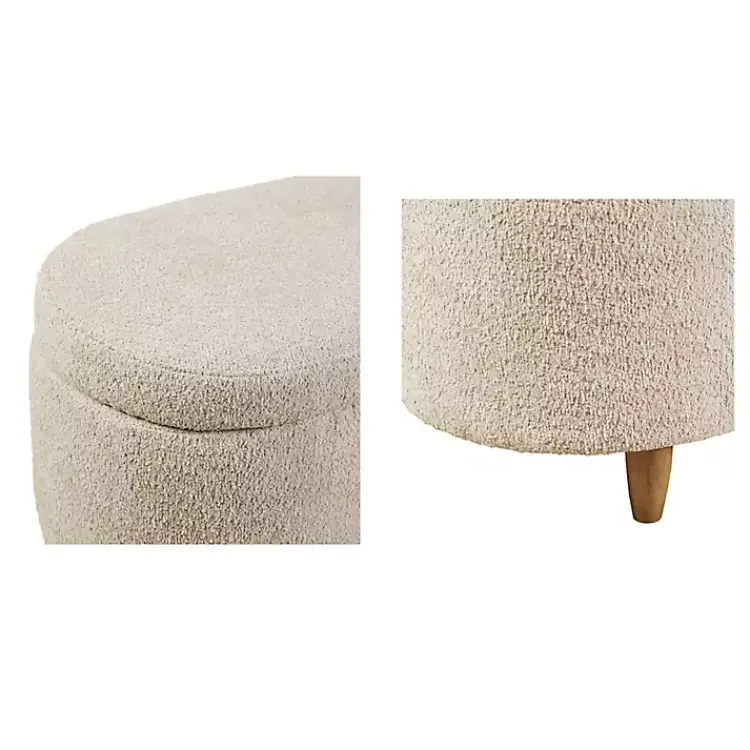 Benches & Ottomans-Kirklands Home Cream Boucle Flip-Top Storage Bench White