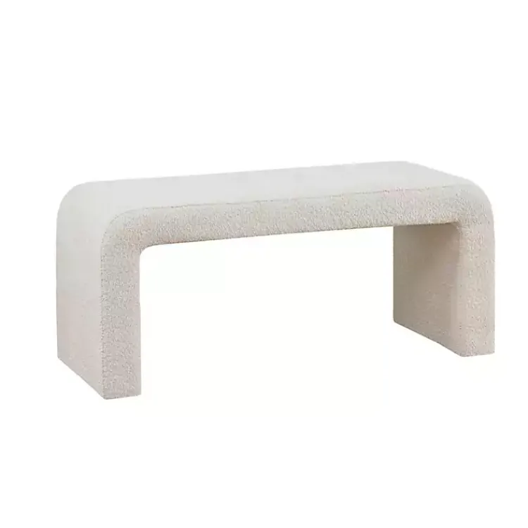 Benches & Ottomans-Kirklands Home Cream Boucle Waterfall Bench White