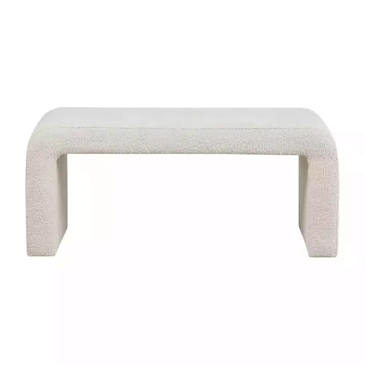 Benches & Ottomans-Kirklands Home Cream Boucle Waterfall Bench White