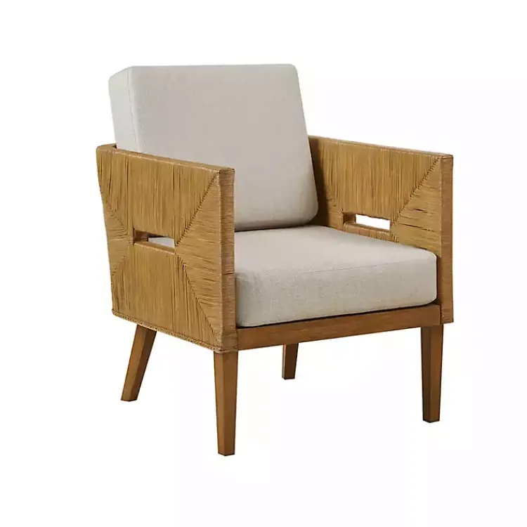 Accent Chairs-Kirklands Home Cream Natural Rattan Accent Chair White