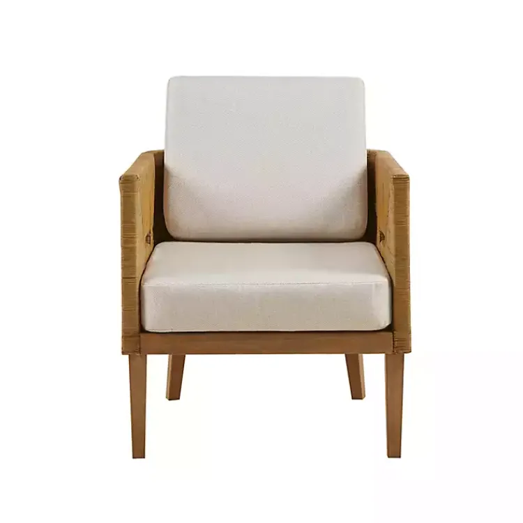 Accent Chairs-Kirklands Home Cream Natural Rattan Accent Chair White