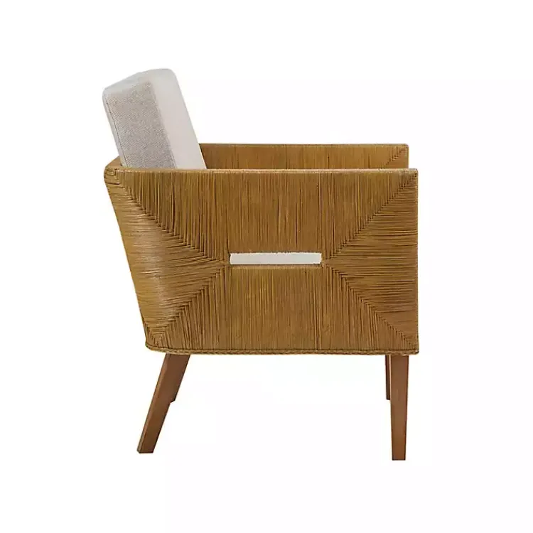 Accent Chairs-Kirklands Home Cream Natural Rattan Accent Chair White