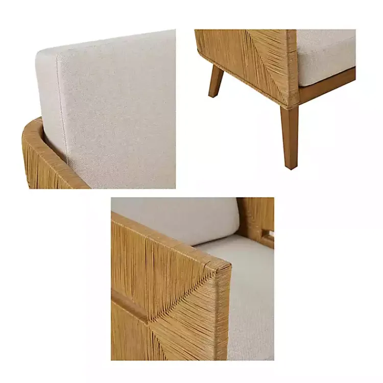 Accent Chairs-Kirklands Home Cream Natural Rattan Accent Chair White