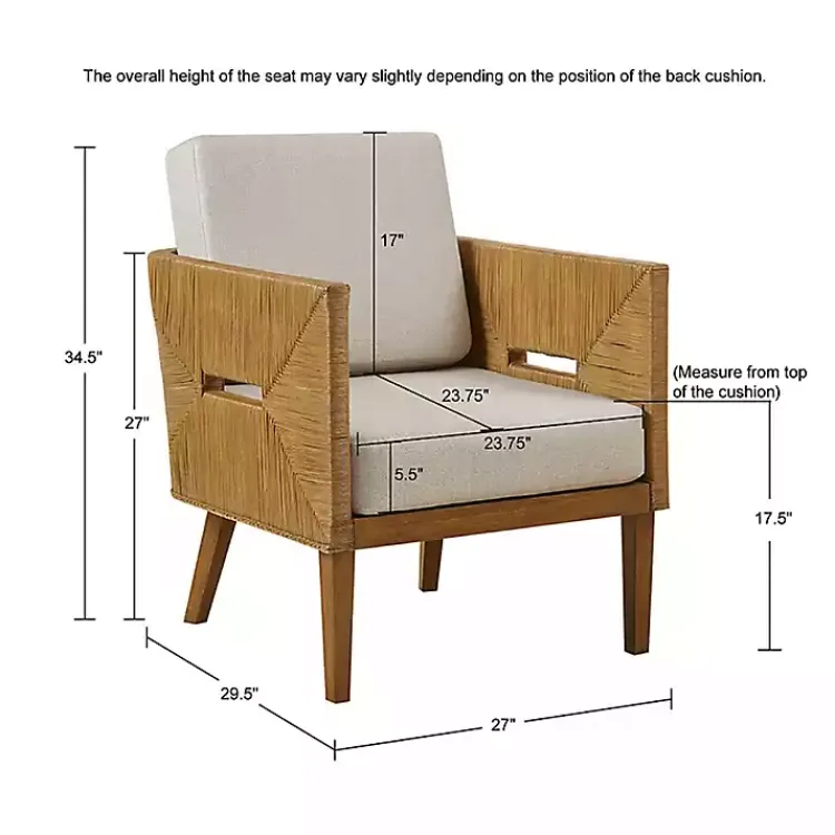 Accent Chairs-Kirklands Home Cream Natural Rattan Accent Chair White