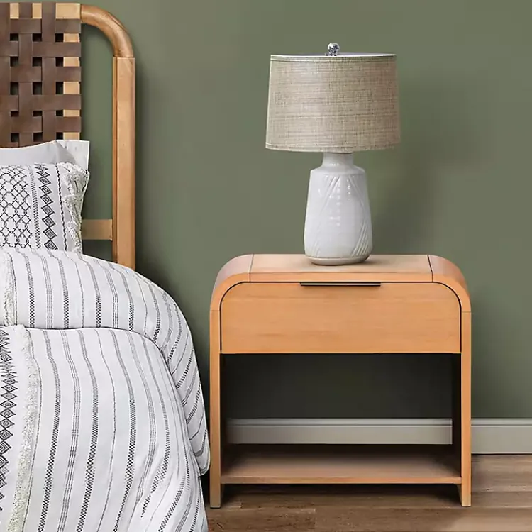 Nightstands-Kirklands Home Natural Modern Curve Nightsd Tan
