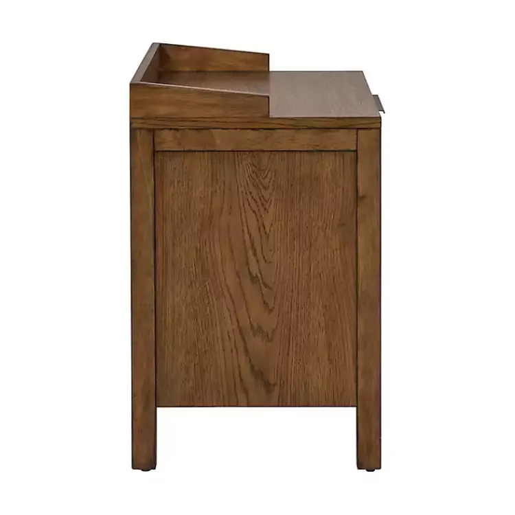 Nightstands-Kirklands Home Walnut Mid-Century Modern Carved Nightstand Brown