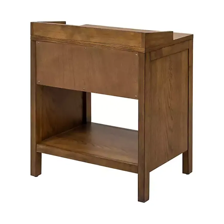 Nightstands-Kirklands Home Walnut Mid-Century Modern Carved Nightstand Brown