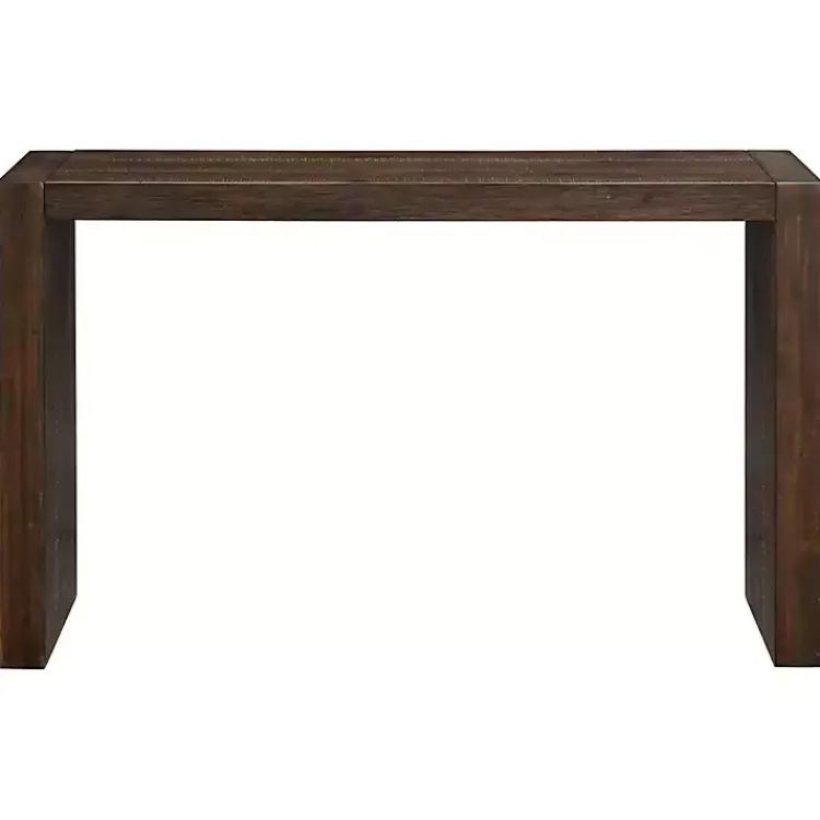 Console Tables-Kirklands Home Dark Distressed Wood Console Table Brown