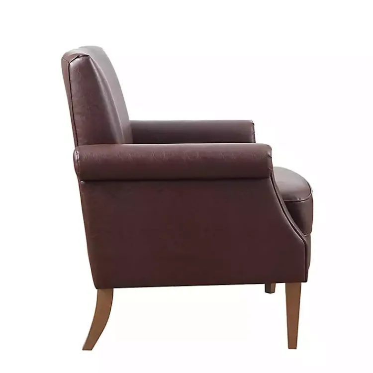 Accent Chairs-Kirklands Home Faux Leather Classic Accent Chair Brown