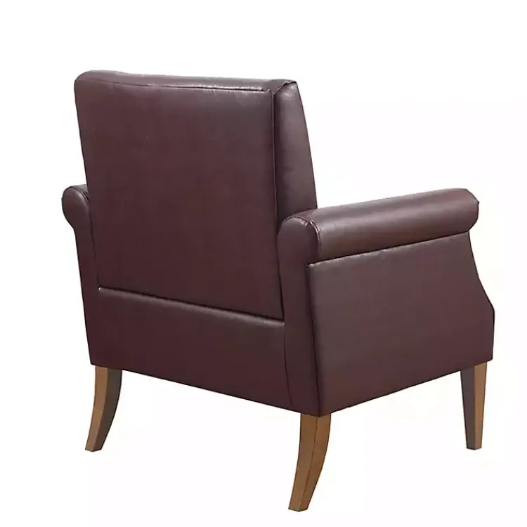 Accent Chairs-Kirklands Home Faux Leather Classic Accent Chair Brown