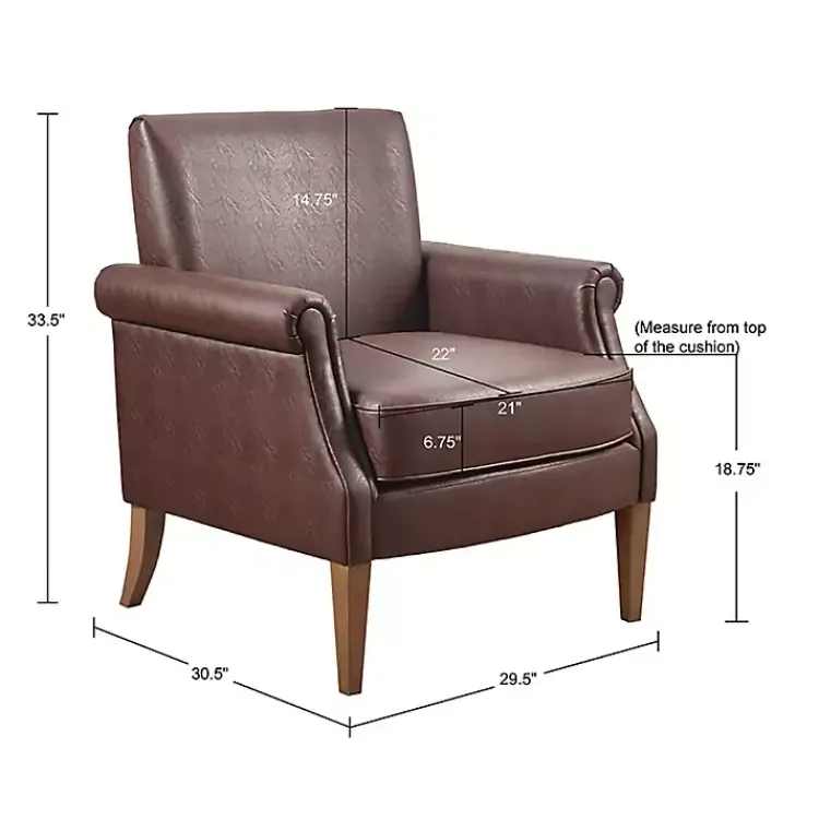 Accent Chairs-Kirklands Home Faux Leather Classic Accent Chair Brown