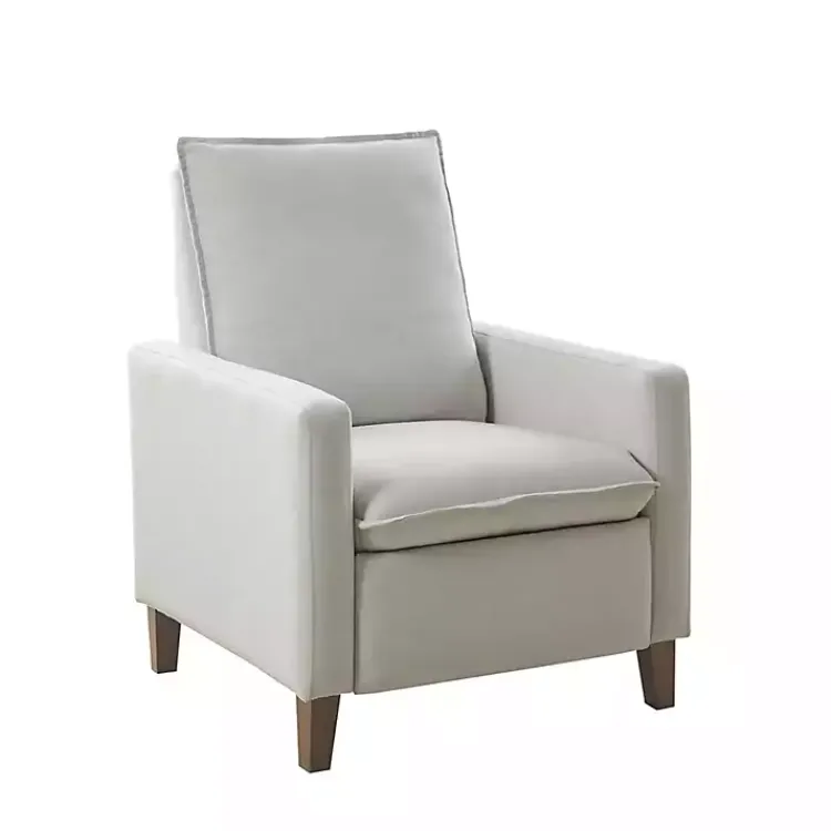 Accent Chairs-Kirklands Home Upholstered Push-Back Recliner Ivory
