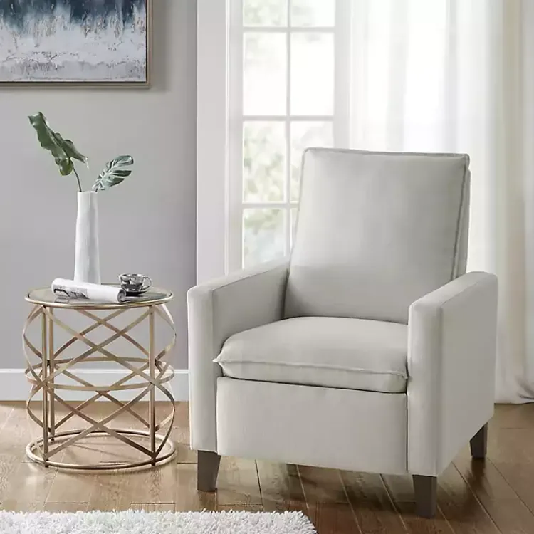Accent Chairs-Kirklands Home Upholstered Push-Back Recliner Ivory