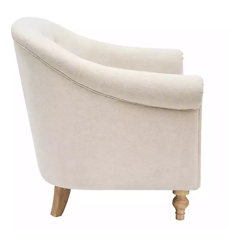 Accent Chairs-Kirklands Home Cream Tufted Farmhouse Accent Chair White