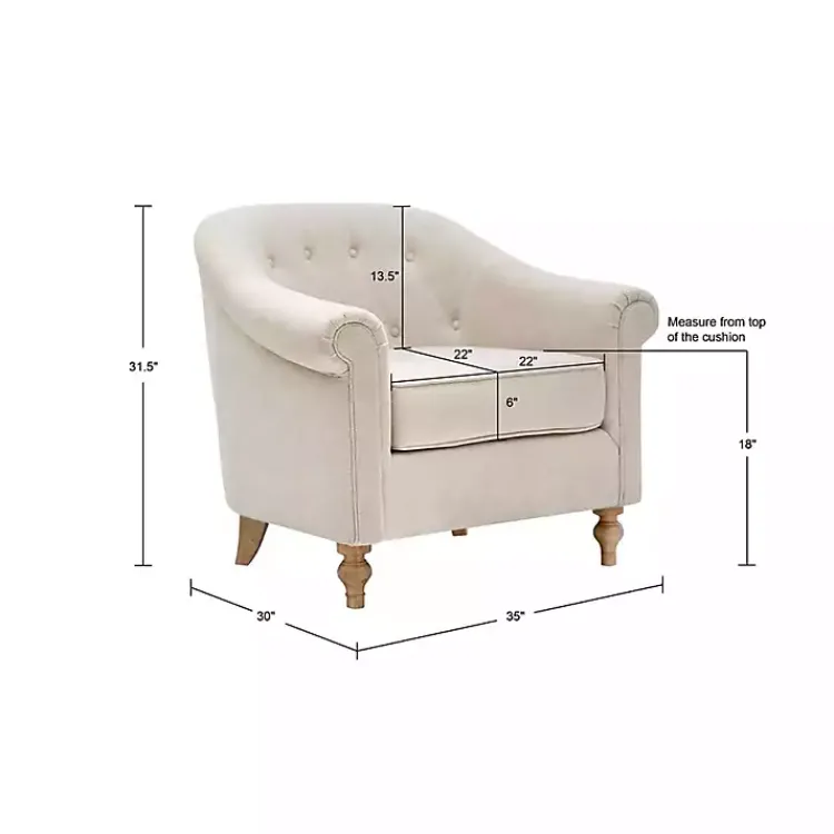Accent Chairs-Kirklands Home Cream Tufted Farmhouse Accent Chair White