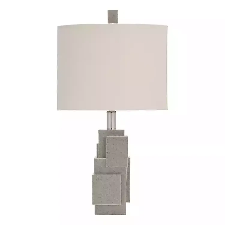 Table Lamps-Kirklands Home Gray Stacked Blocks Table Lamp Ivory