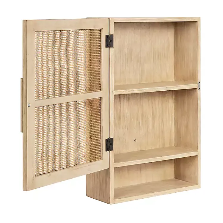Wall Storage-Kirklands Home Natural Rattan Wall Cabinet with Shelf