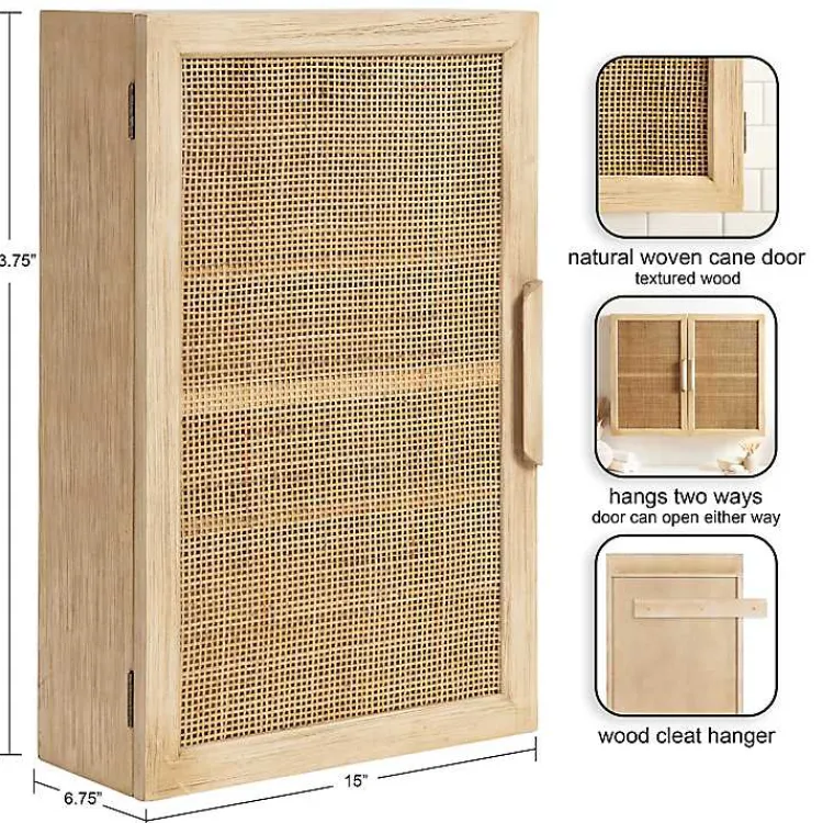 Wall Storage-Kirklands Home Natural Rattan Wall Cabinet