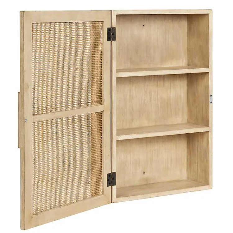 Wall Storage-Kirklands Home Natural Rattan Wall Cabinet